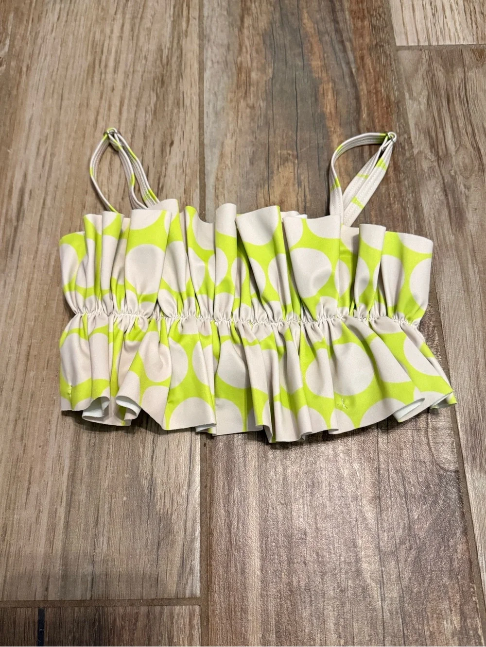 Kortni Jeane Mini Lime Dots Oversized Ruffle Top